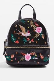  Satin Bird Embroidered Backpack at Topshop